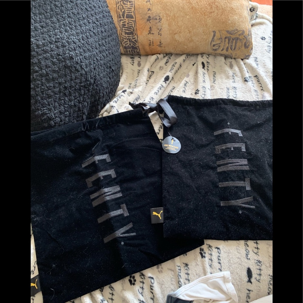 2 Fenty Puma black velvet drawstring dust bag